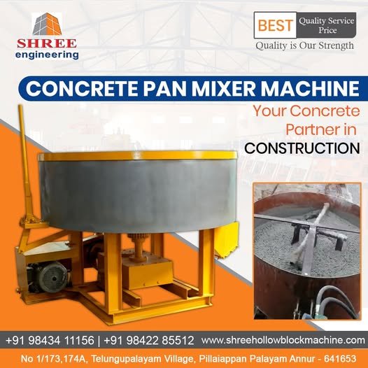Concrete Pan Mixer Machines Manufacturers in Coimbatore – Shree Engineering